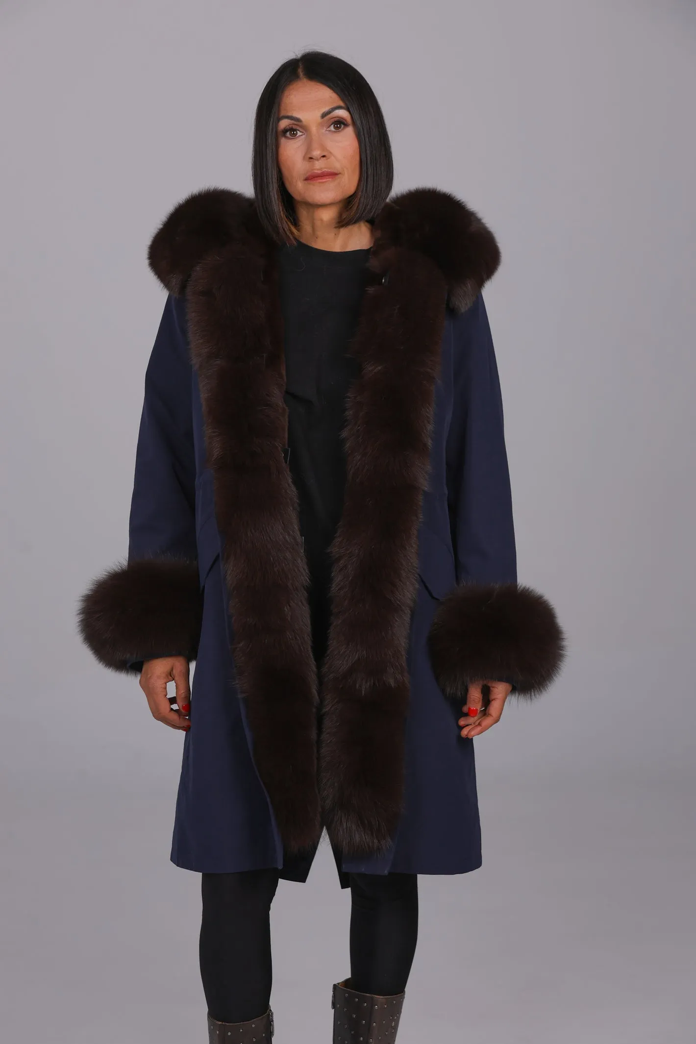 Parka in cotone tecnico impermeabile X-long brown