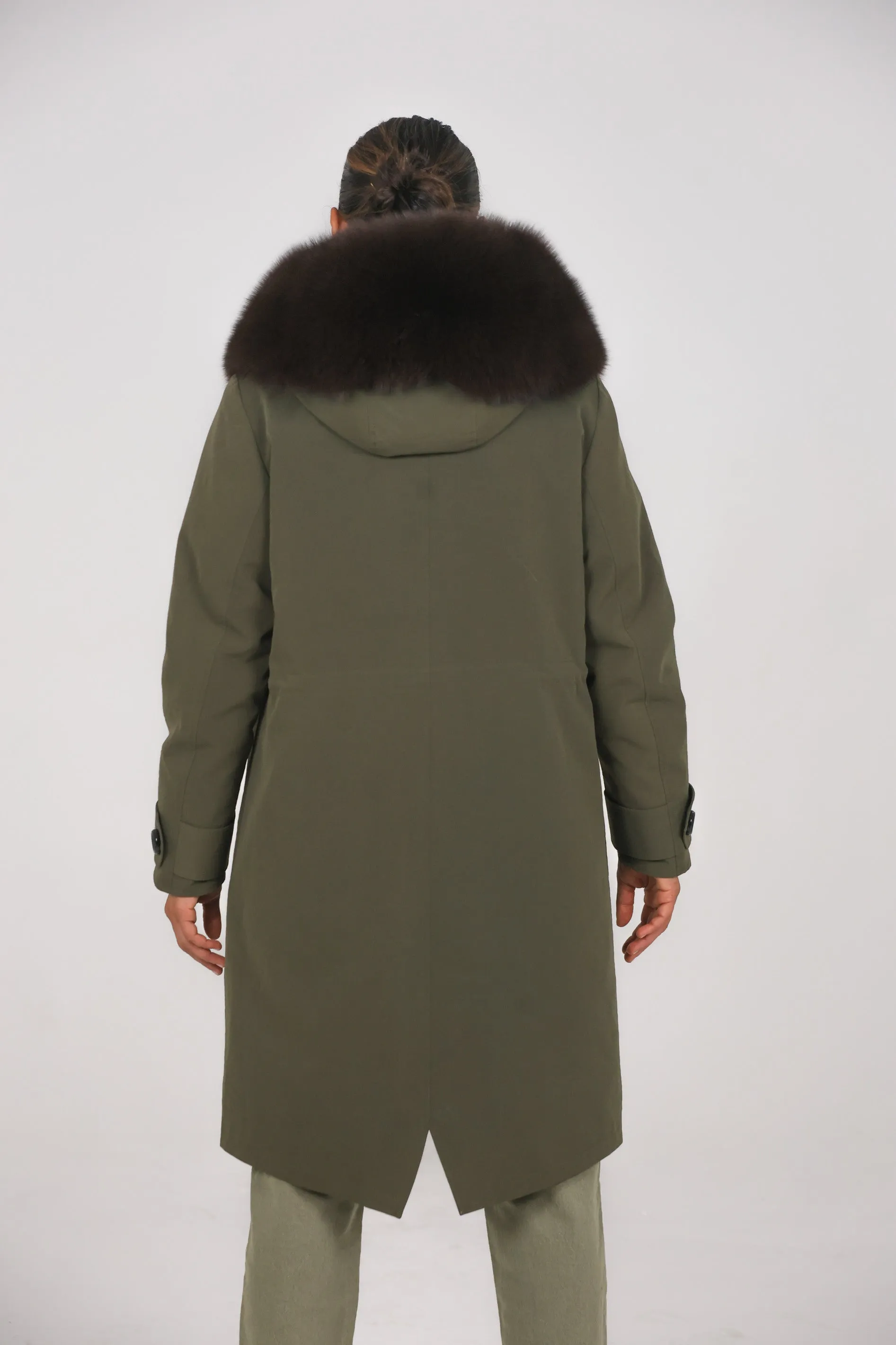 Parka in cotone tecnico impermeabile X-long brown