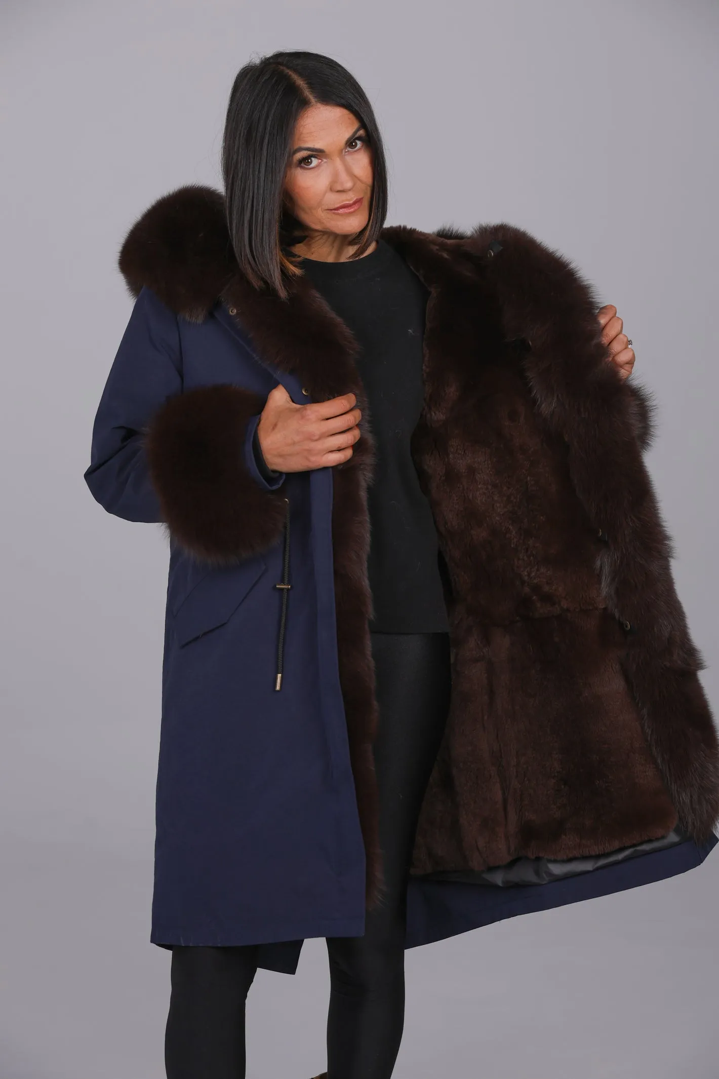 Parka in cotone tecnico impermeabile X-long brown