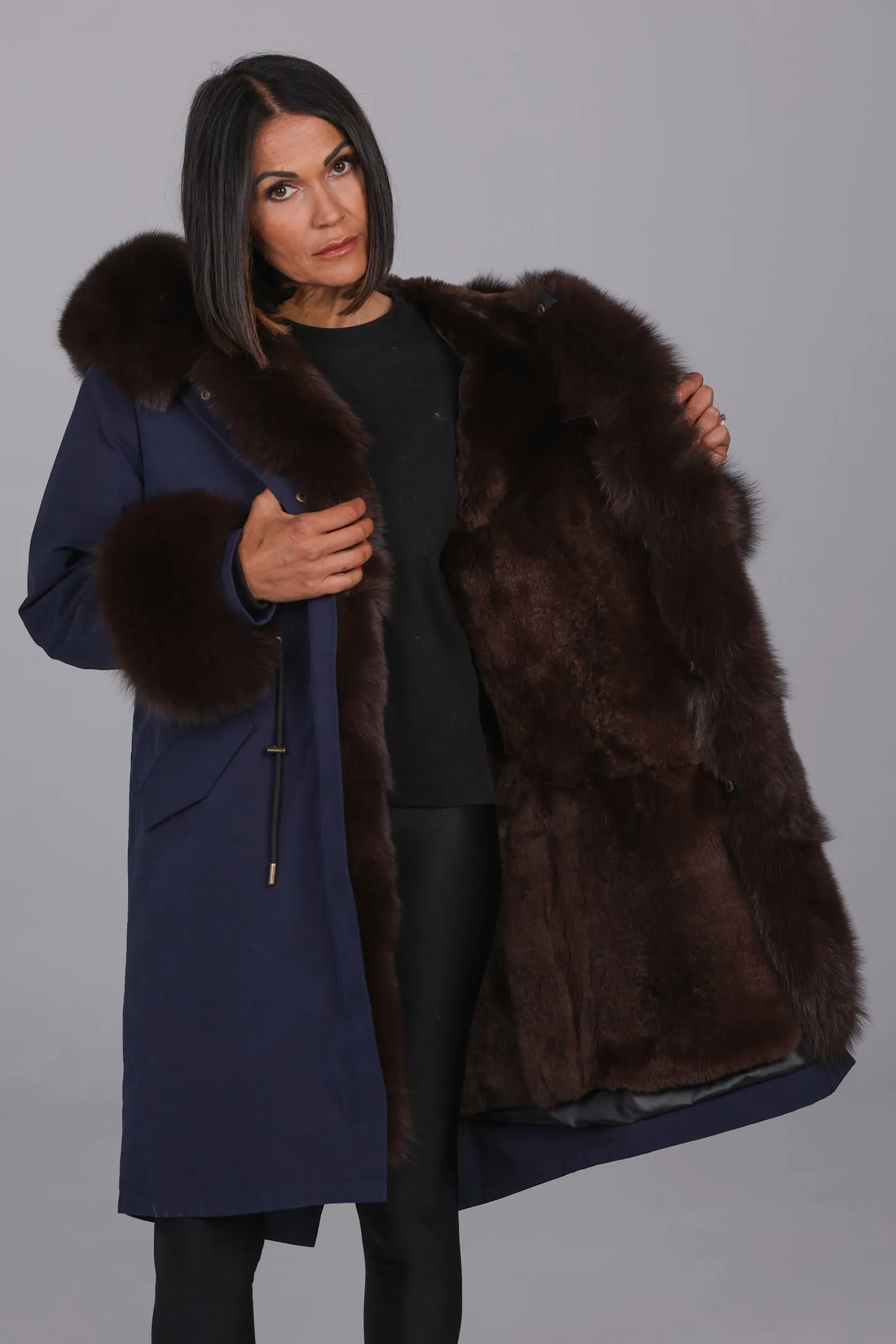 Parka in cotone tecnico impermeabile X-long brown