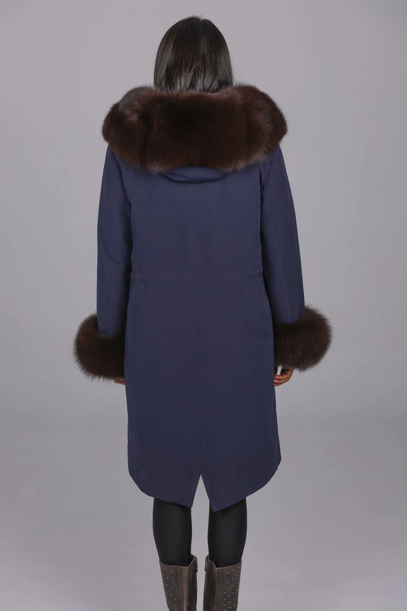Parka in cotone tecnico impermeabile X-long brown