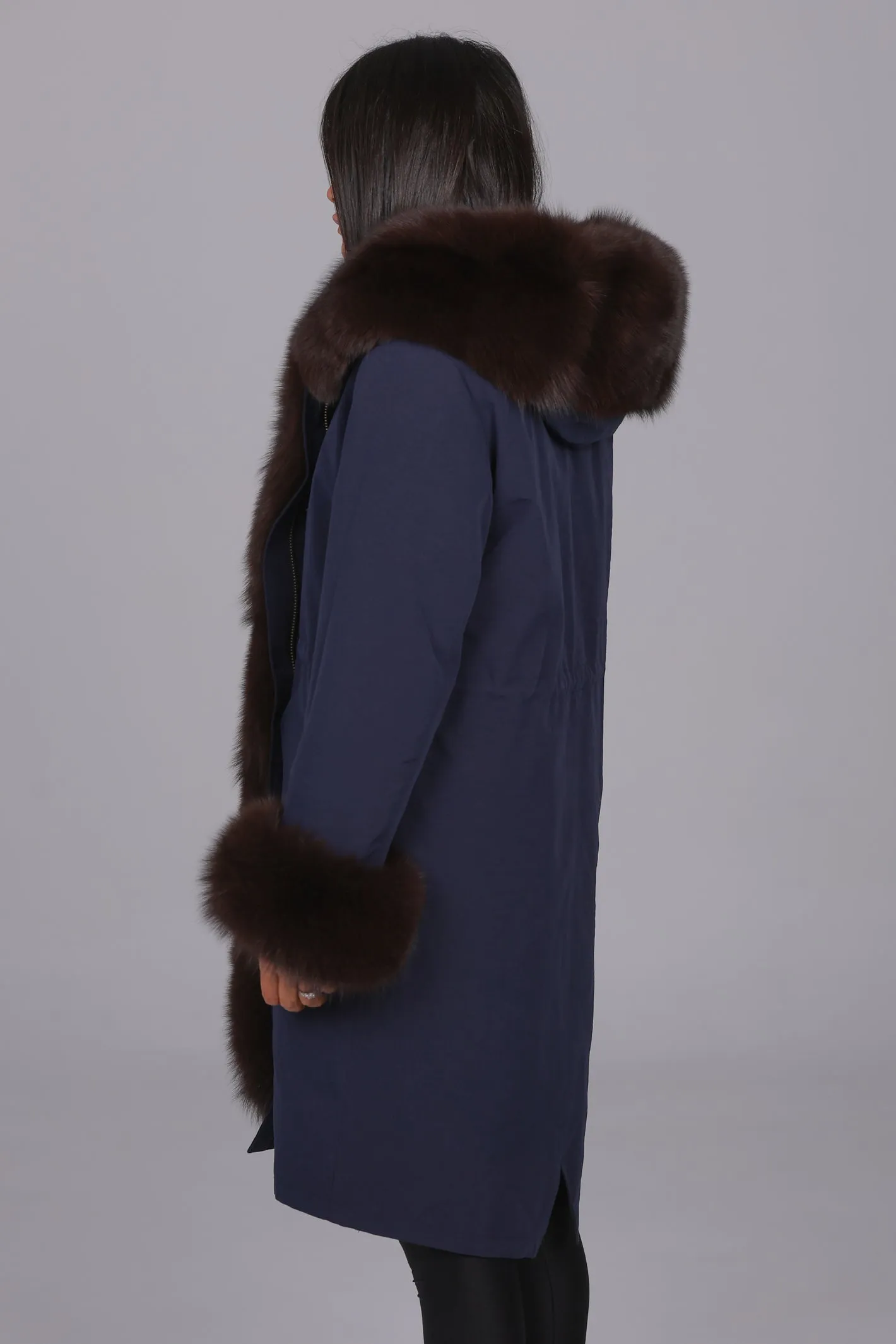 Parka in cotone tecnico impermeabile X-long brown