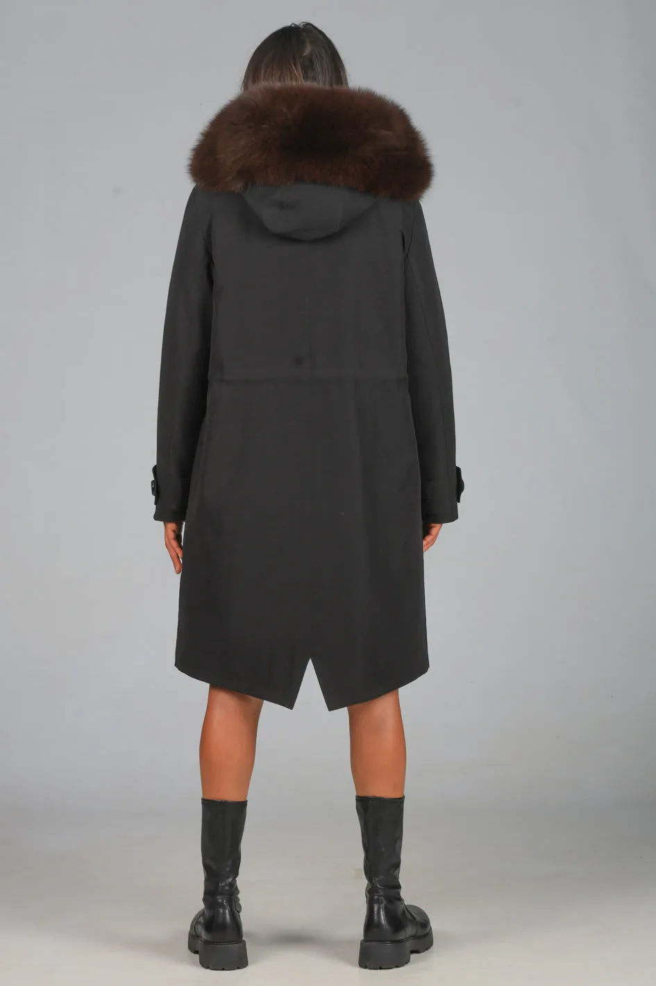 Parka in cotone tecnico impermeabile X-long brown