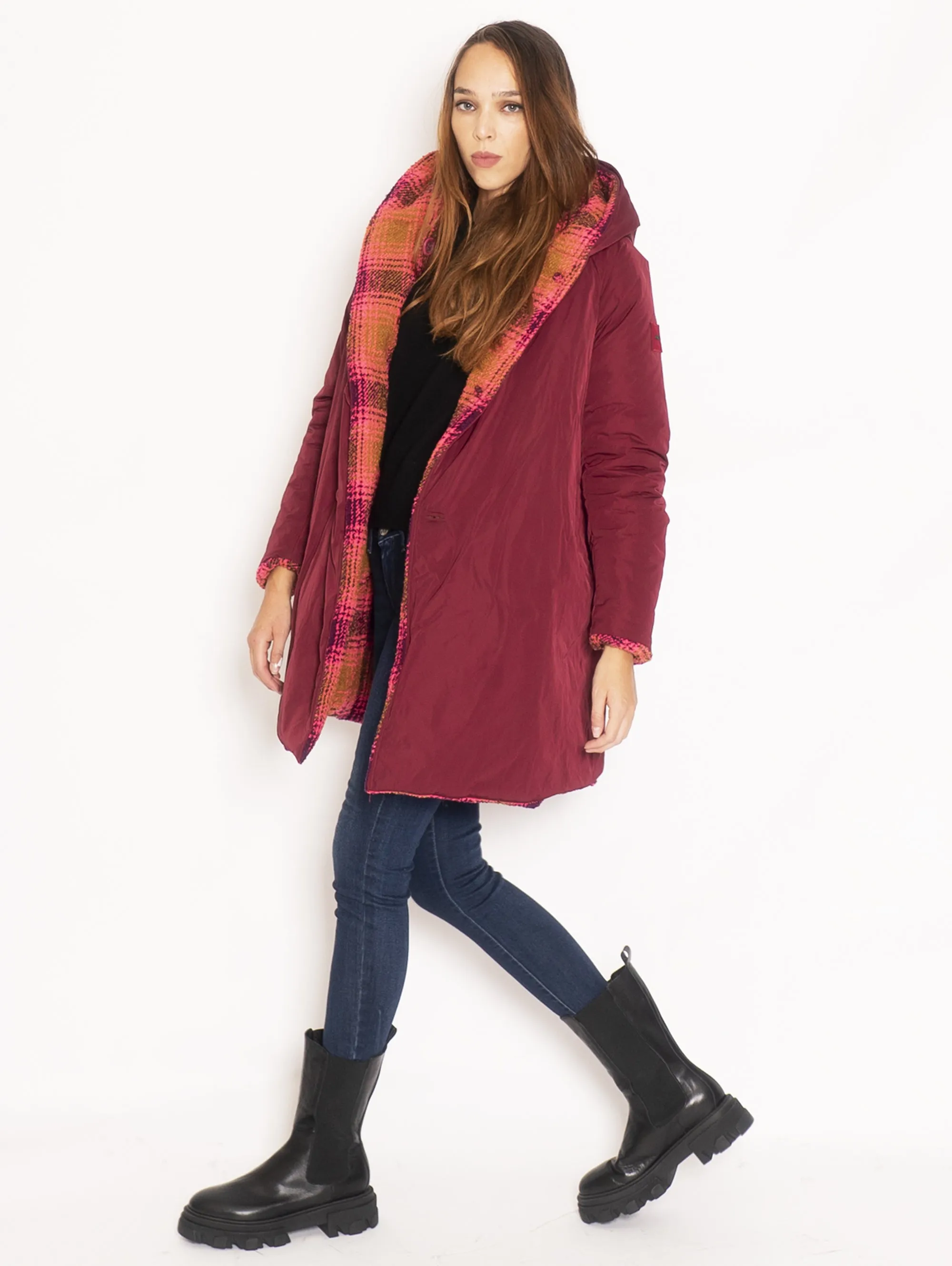 Parka Reversibile Check - Prugna