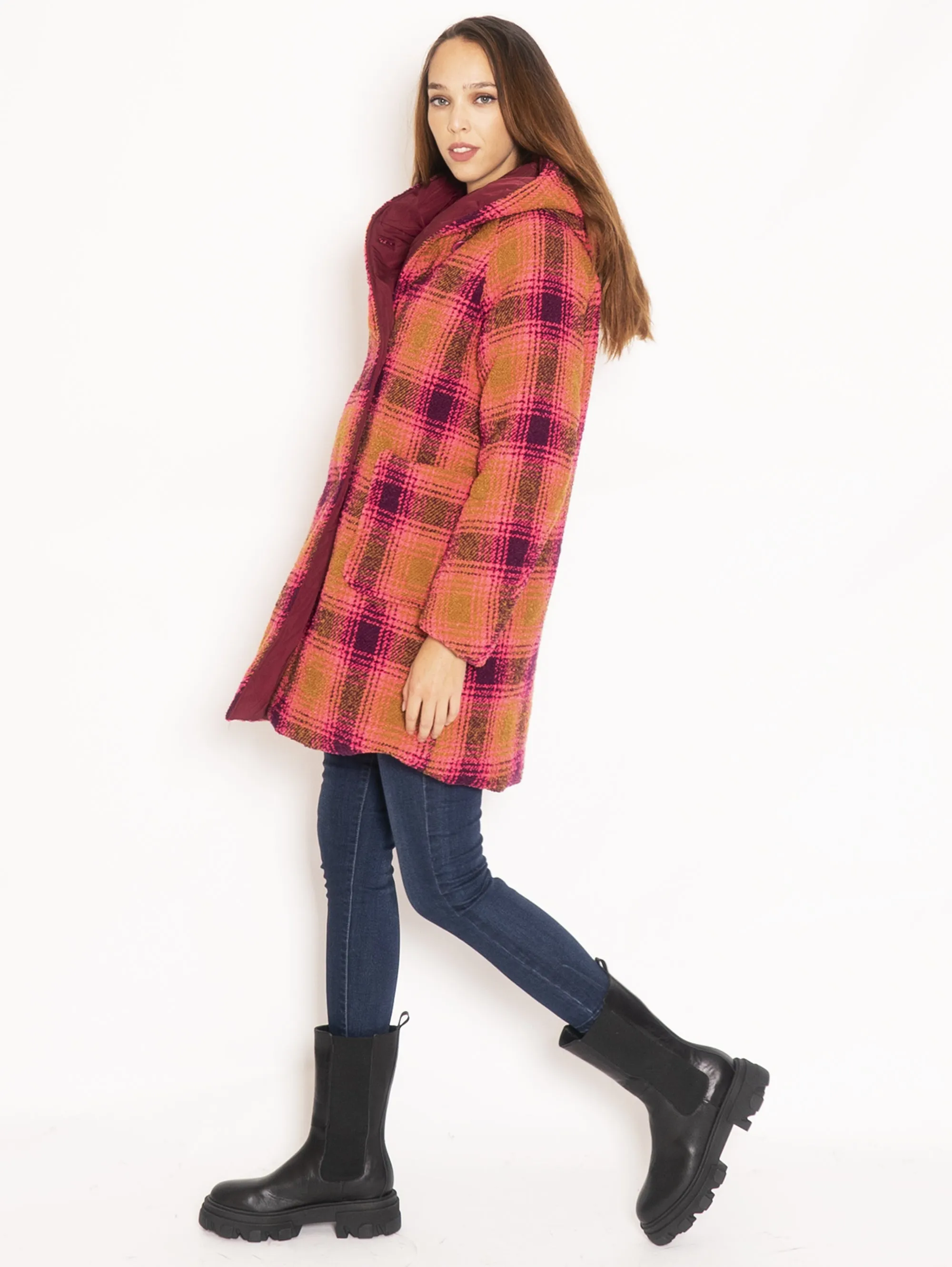 Parka Reversibile Check - Prugna