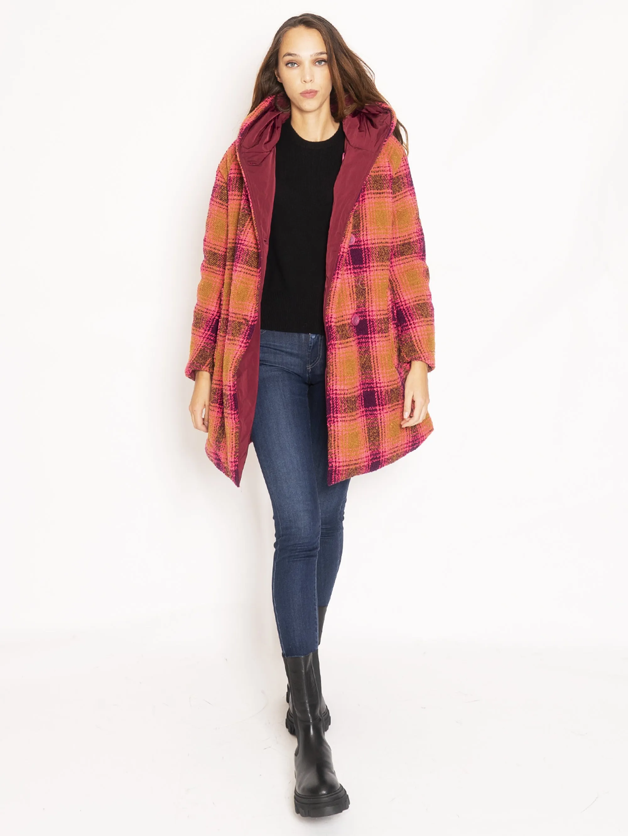 Parka Reversibile Check - Prugna