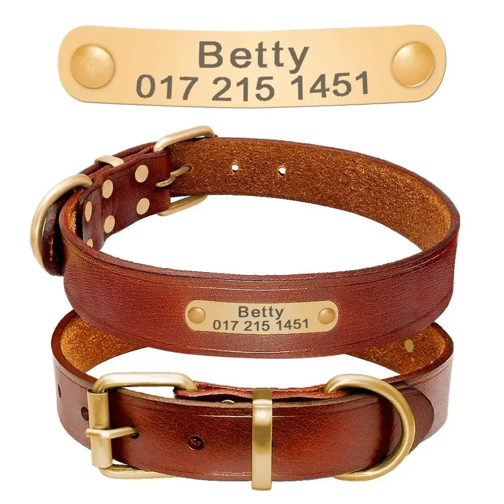 Personalized Leather Dog Collar - Engrave Your Pet's ID