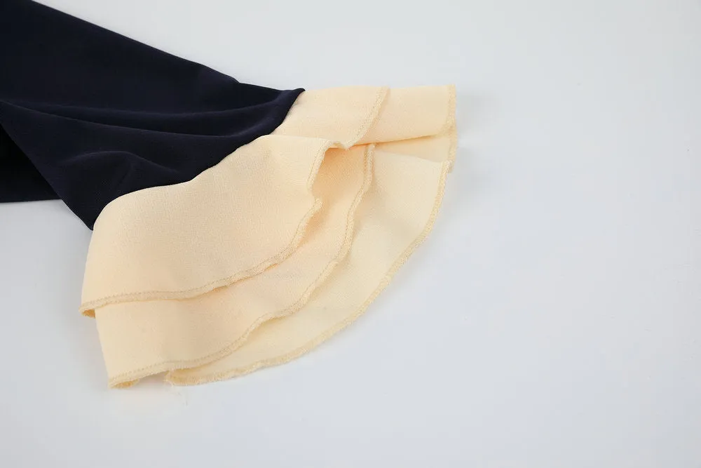 Round Neck Navy Midi Dress