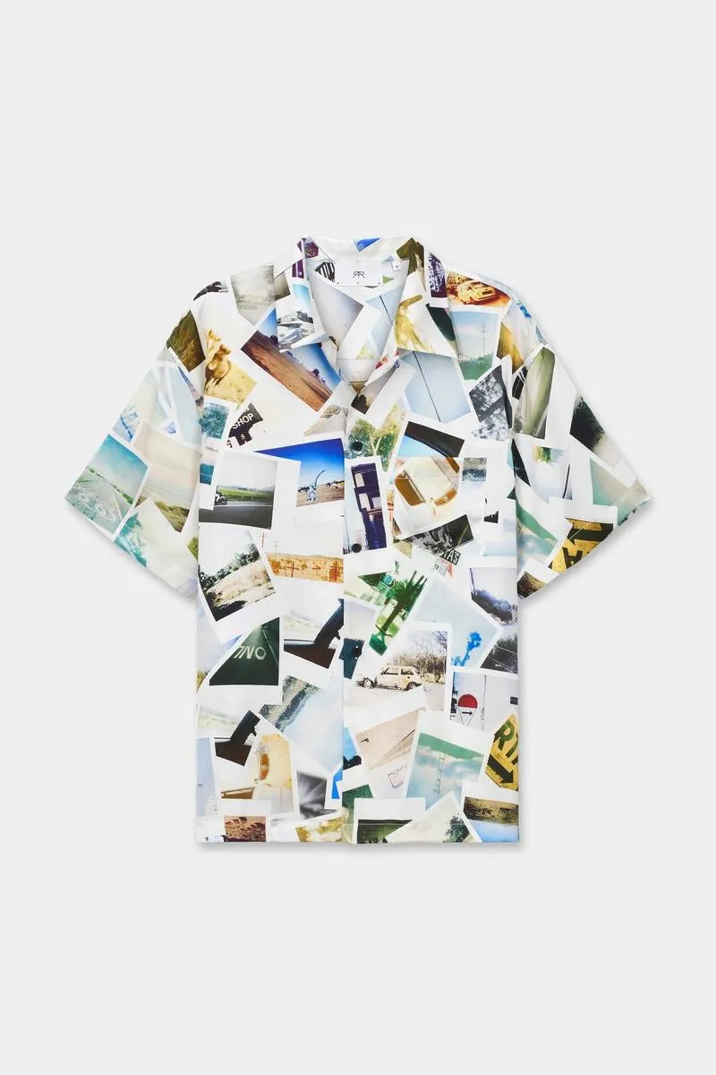 RTA SILK PRINT SHORT SLEEVE SHIRT (PHOTO COLLAGE)