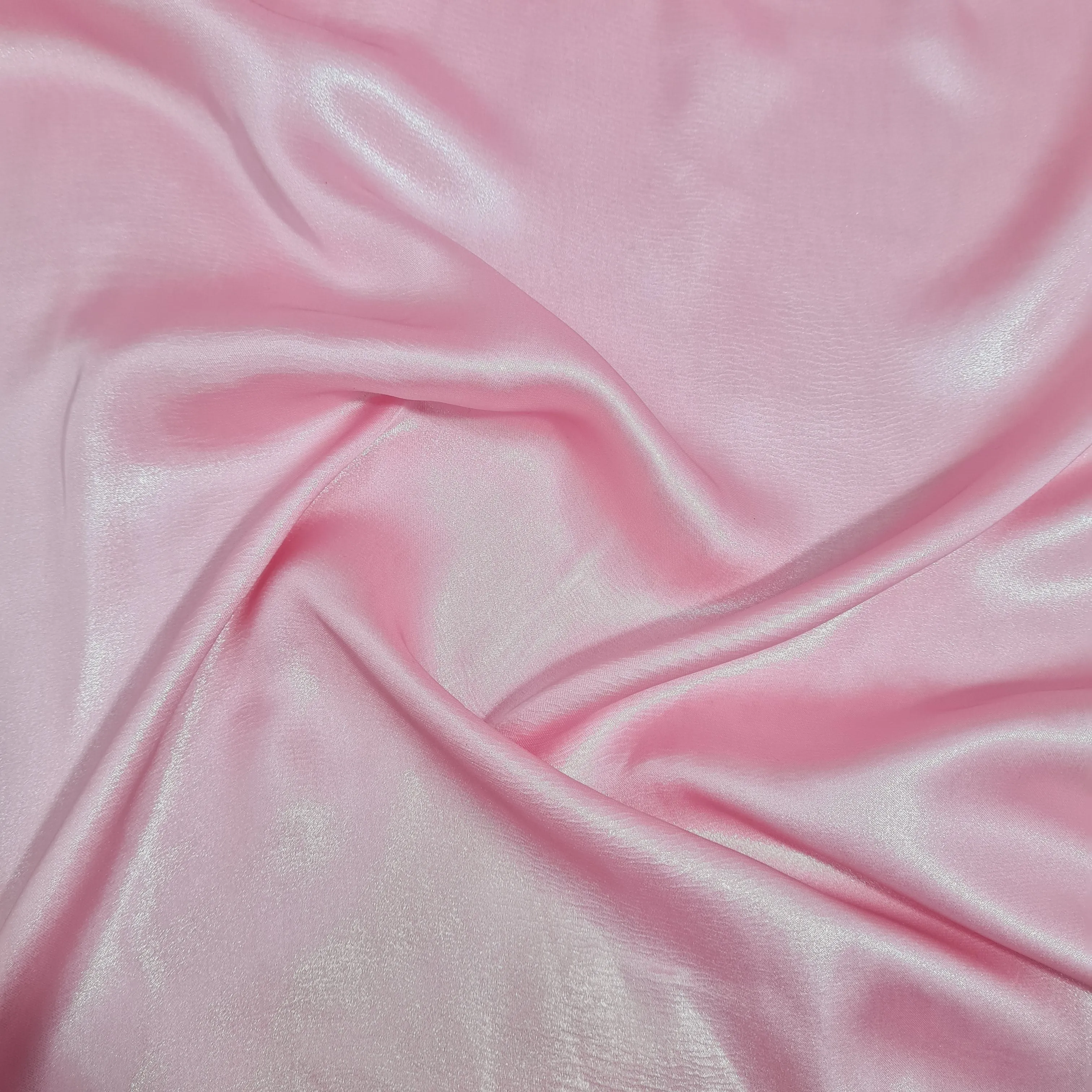Shiny Pink Solid Silver Shimmer Georgrette Satin