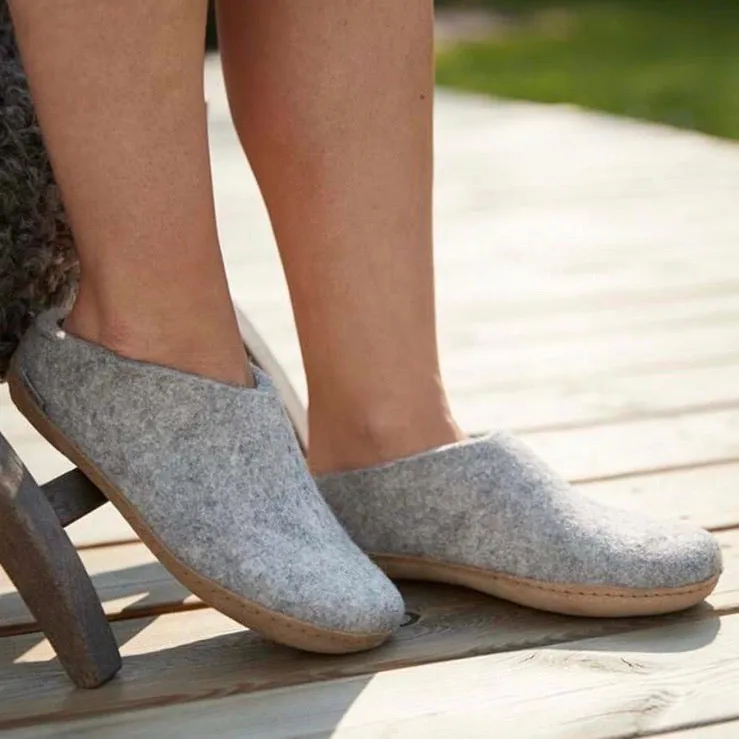 Slip-on with Leather Sole - Grey