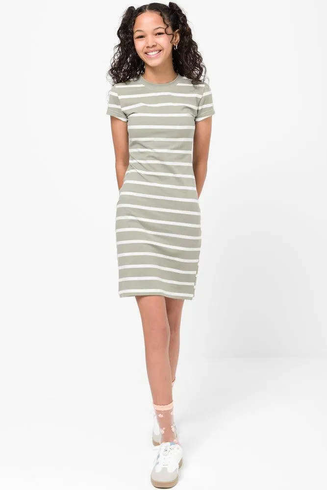 Striped Bodycon Dress Green