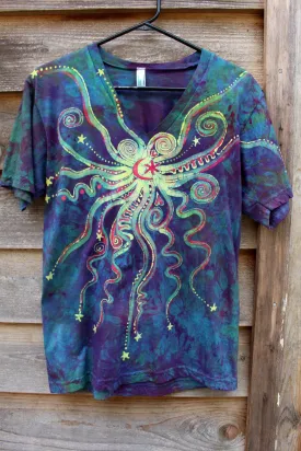 Sunrise Moon Star Organic Cotton Vneck Batik