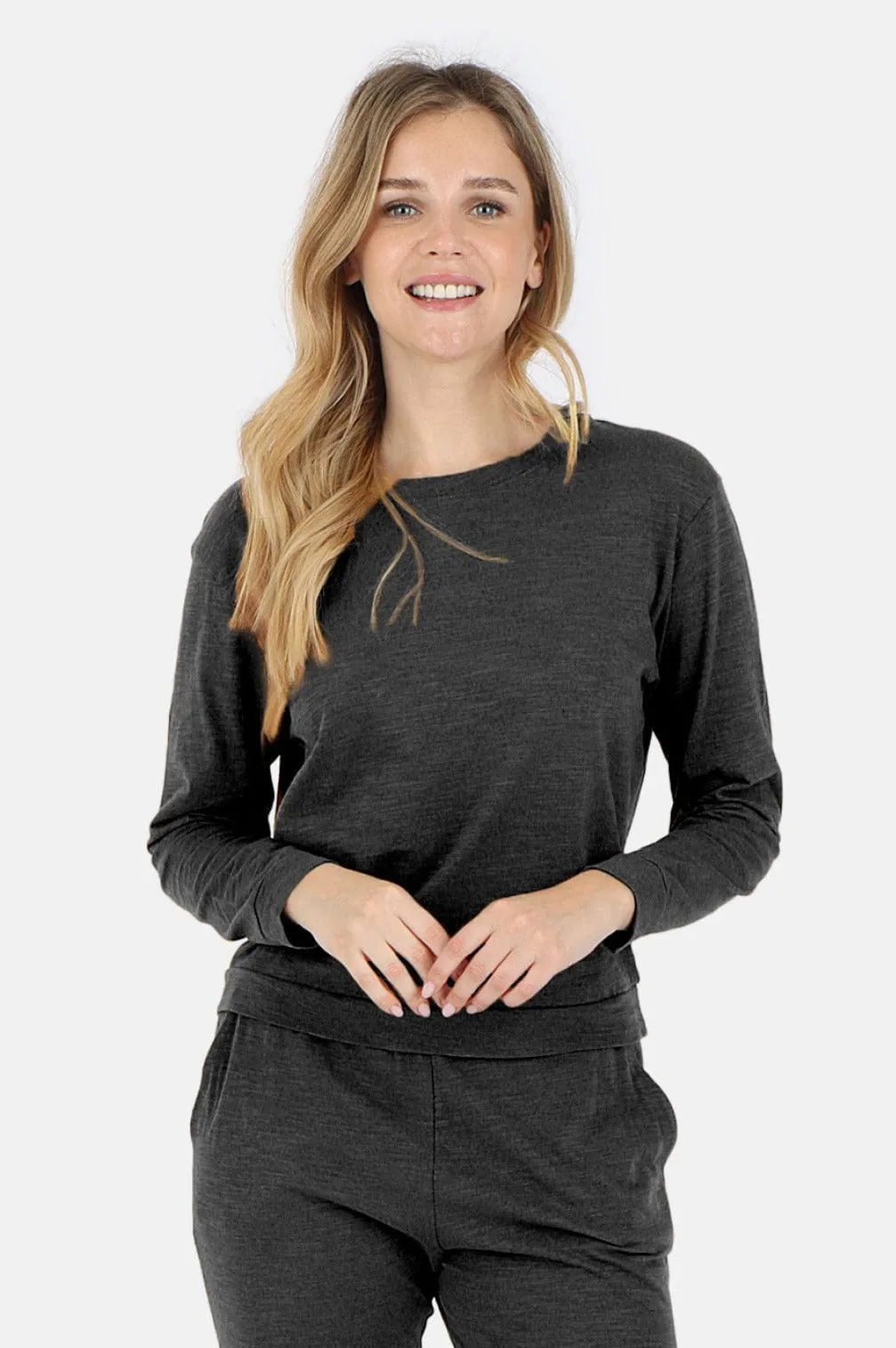 Tegan Cotton Long Sleeve Pullover - Black