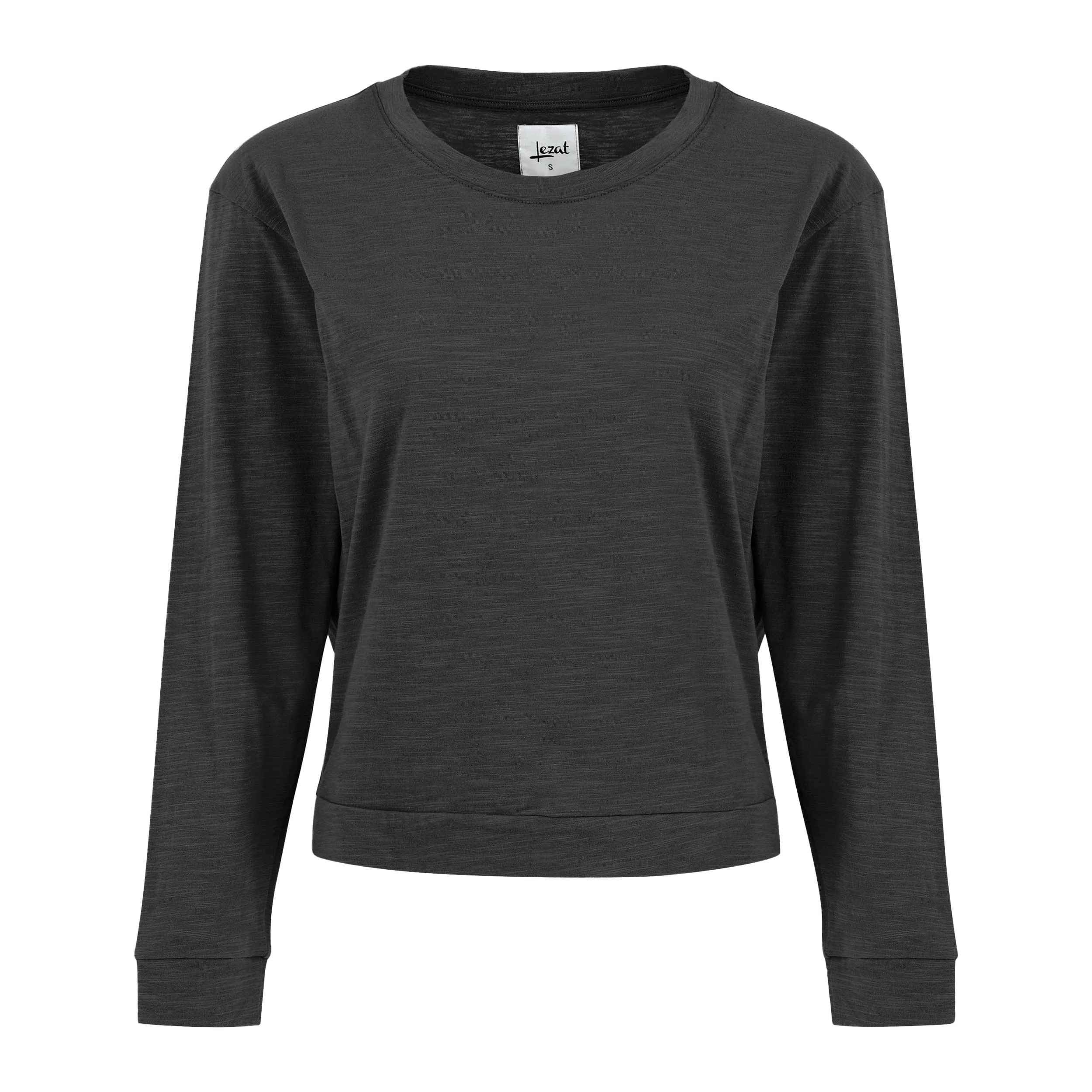 Tegan Cotton Long Sleeve Pullover - Black