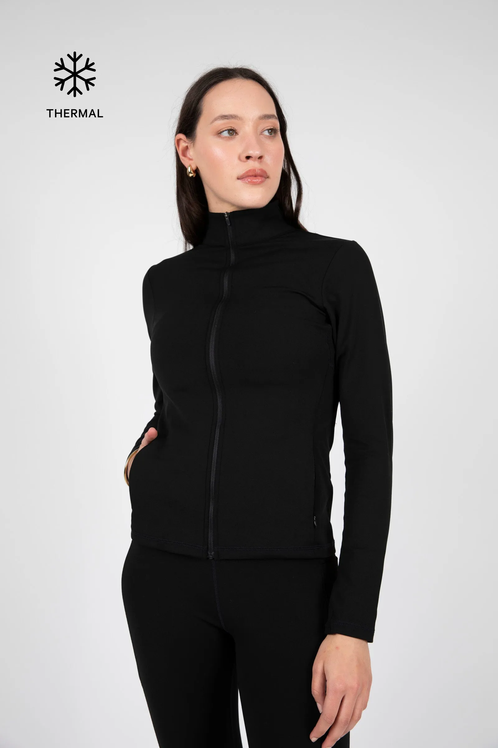 Thermal Zip Through Jacket - Black