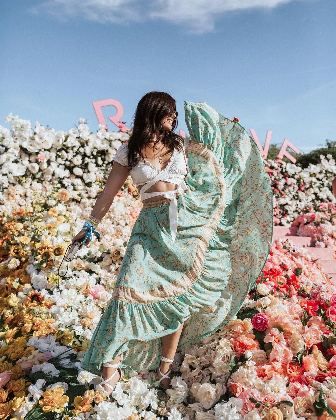 Turquoise Ruffle Skirt - 2 Piece Set