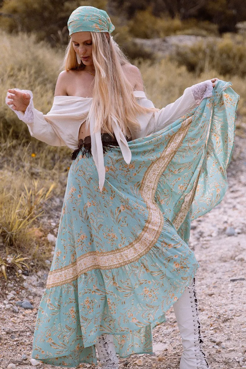 Turquoise Ruffle Skirt - 2 Piece Set