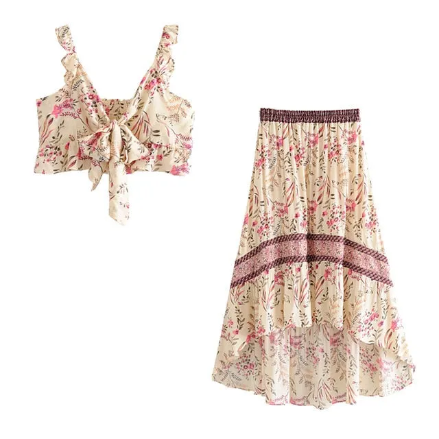 Turquoise Ruffle Skirt - 2 Piece Set