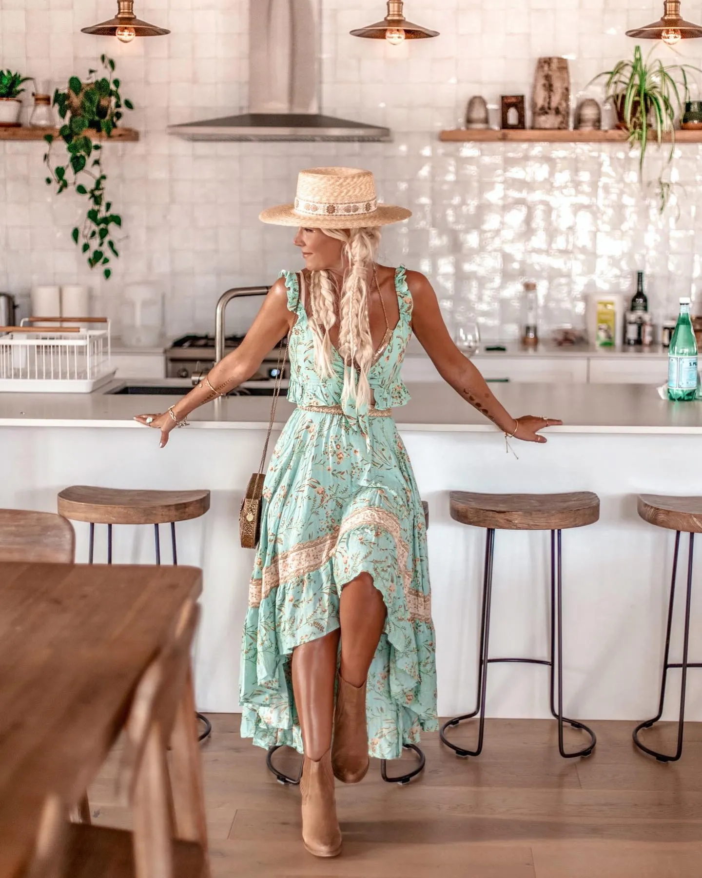 Turquoise Ruffle Skirt - 2 Piece Set