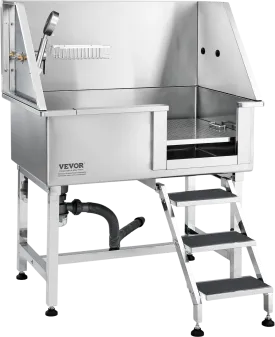 Vevor 38" Dog Grooming Tub Stainless Steel 220 Lbs. Capacity with Right Door and Stairs New