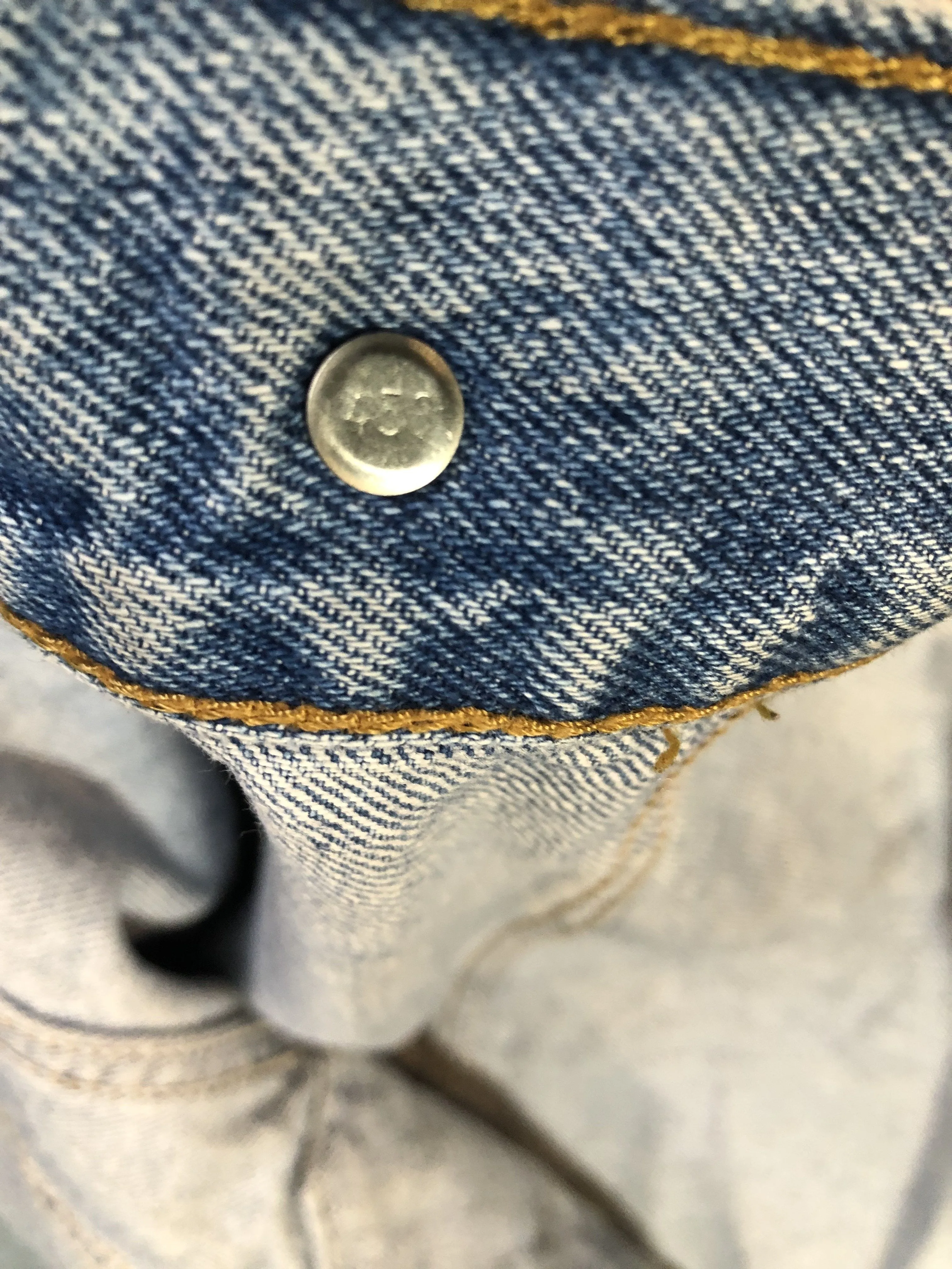 Vintage 70s Levi’s Light Wash Denim Trucker Jacket, Orange Tab, Made in Canada