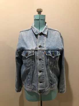 Vintage 70s Levi’s Light Wash Denim Trucker Jacket, Orange Tab, Made in Canada