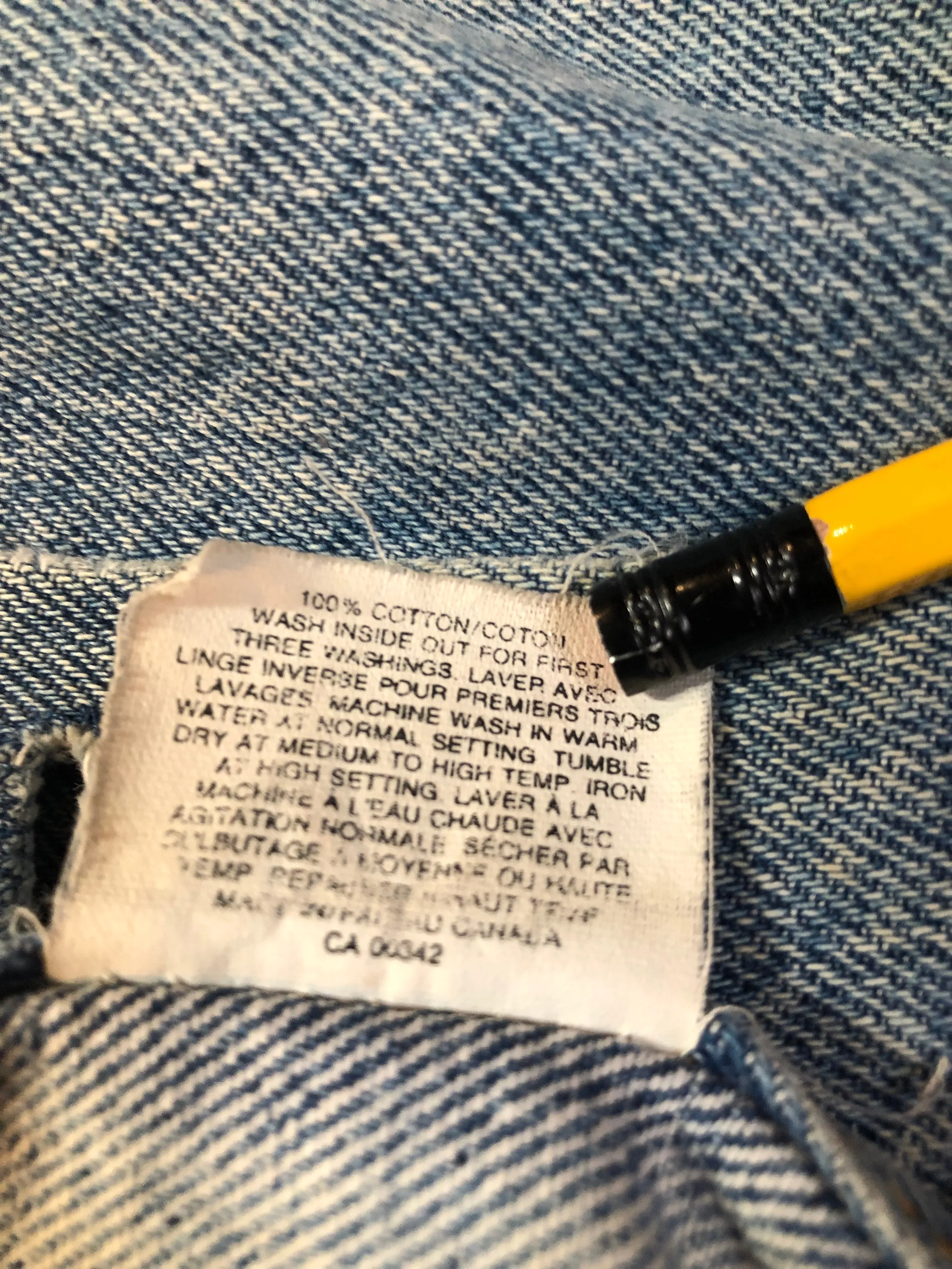 Vintage 70s Levi’s Light Wash Denim Trucker Jacket, Orange Tab, Made in Canada