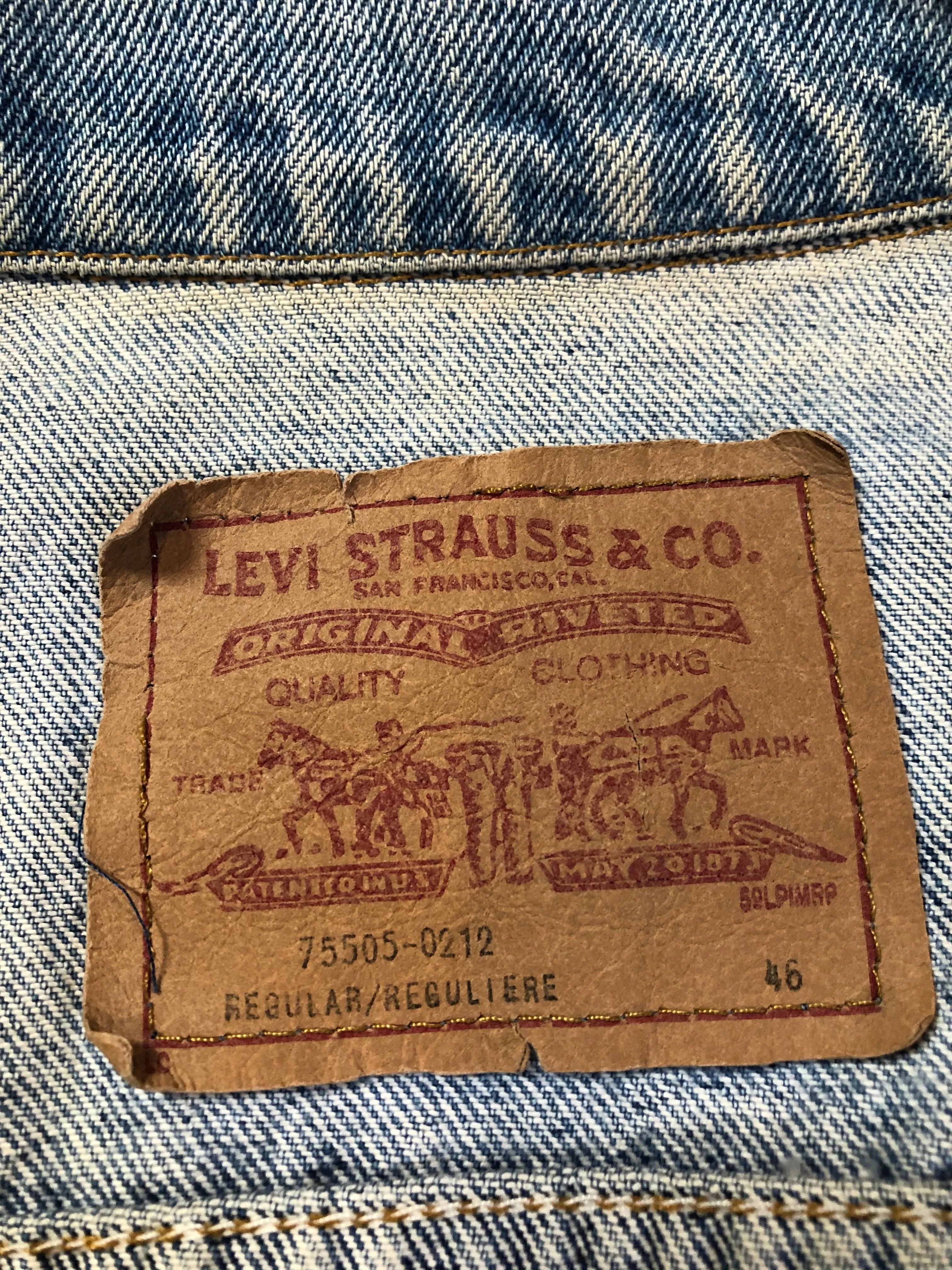Vintage 70s Levi’s Light Wash Denim Trucker Jacket, Orange Tab, Made in Canada