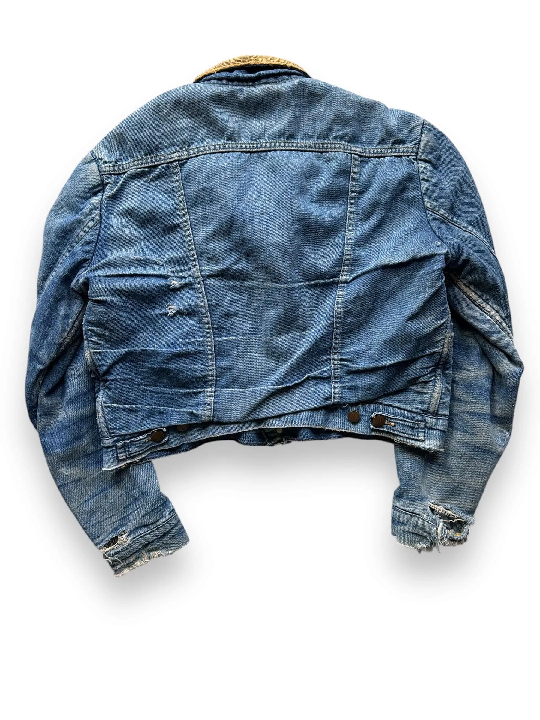 Vintage Cropped Maverick Lined Denim Jacket  SZ 44