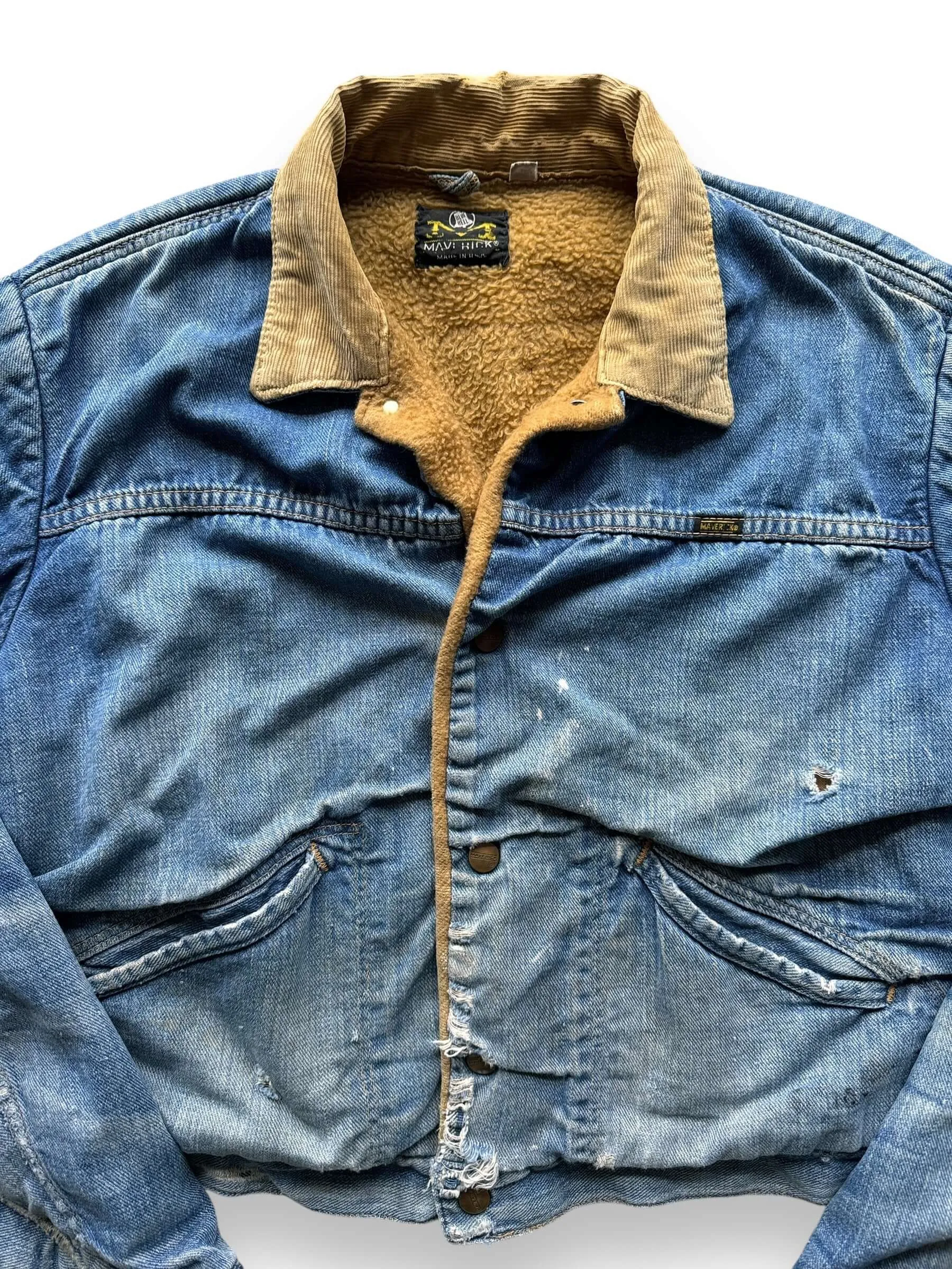 Vintage Cropped Maverick Lined Denim Jacket  SZ 44