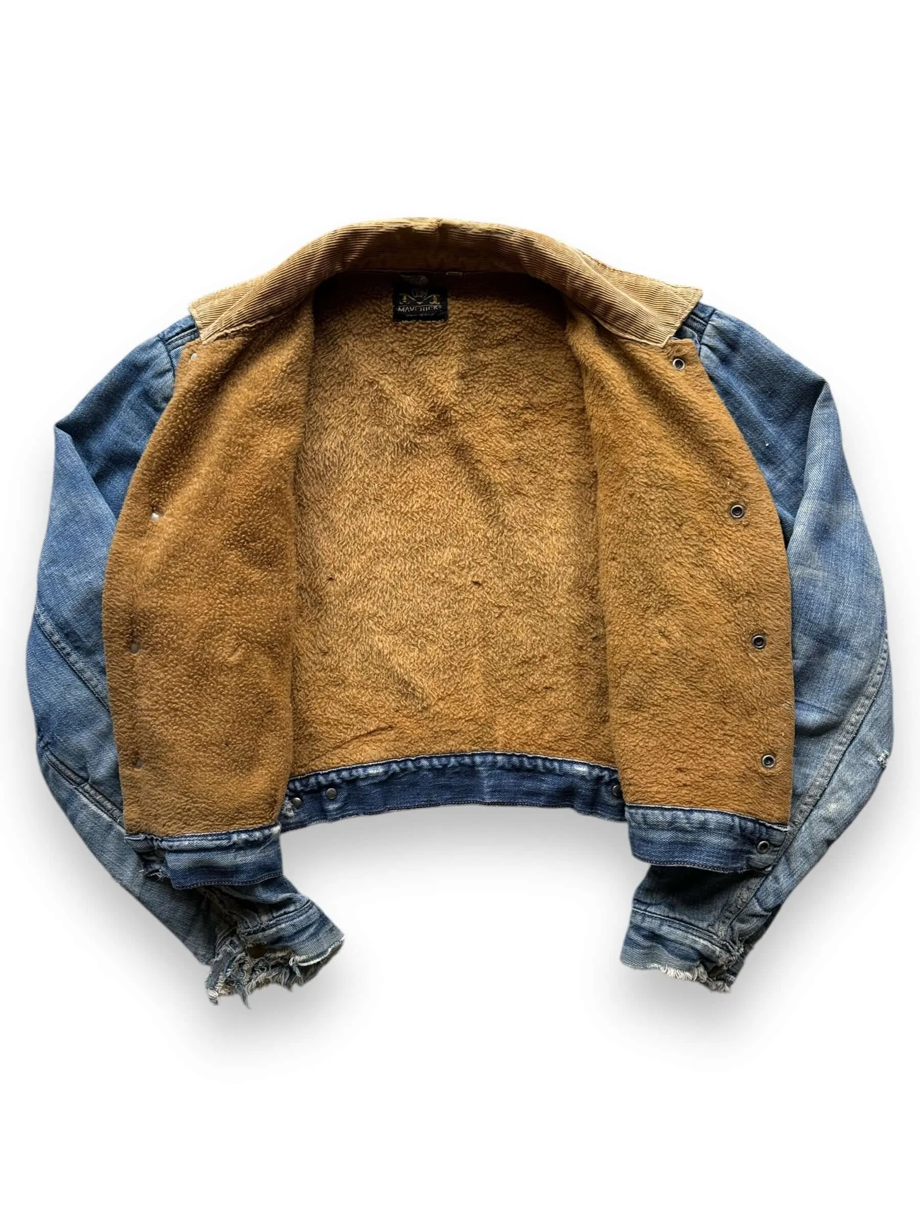 Vintage Cropped Maverick Lined Denim Jacket  SZ 44