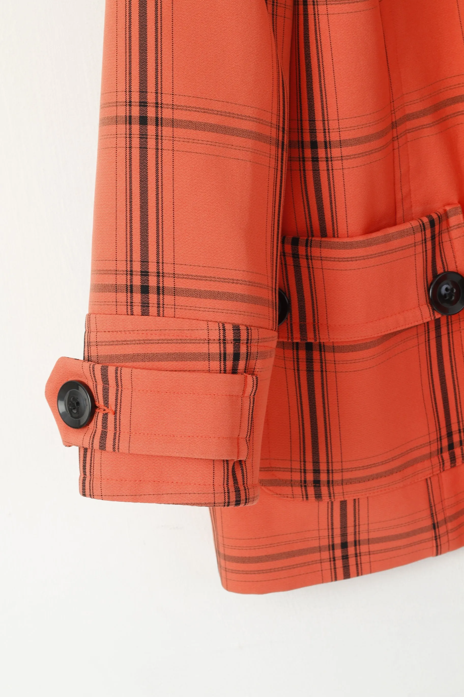 Wardrobe Essentials Women 24 52 XXL Duffle Coat Coral Check  Hooded Top