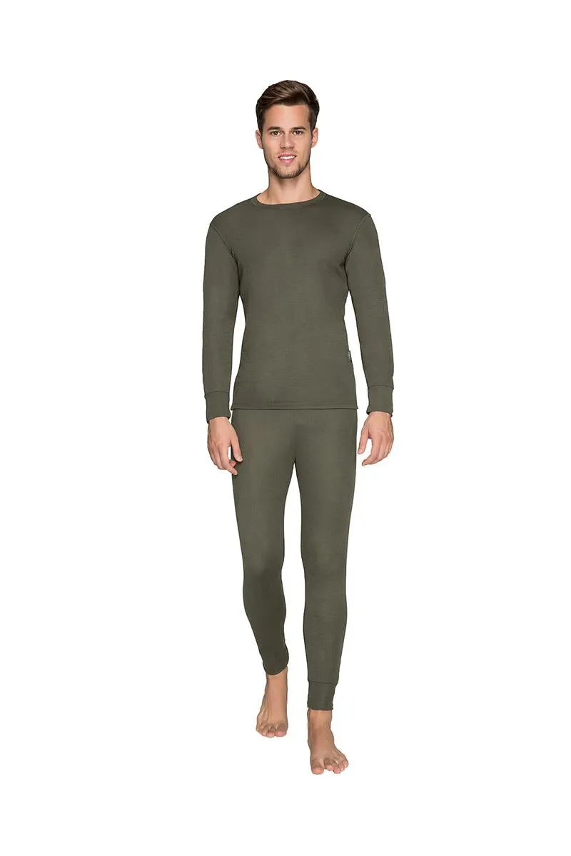 Wholesale Thermal Underwear Unisex Sets for Men & Women Thick Fleece Style - Army Green