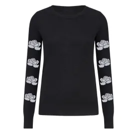 Women's black vintage floral sweater