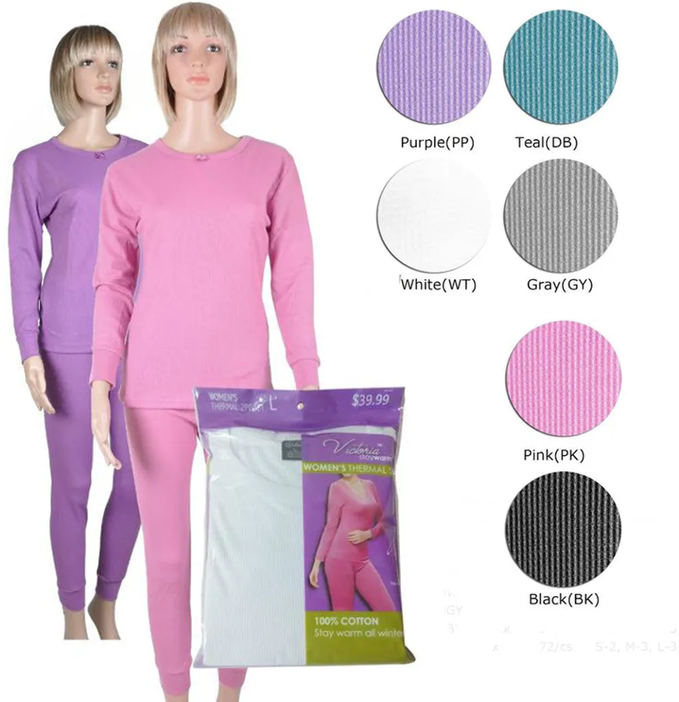 women's thermal underwear sets - black Case of 36