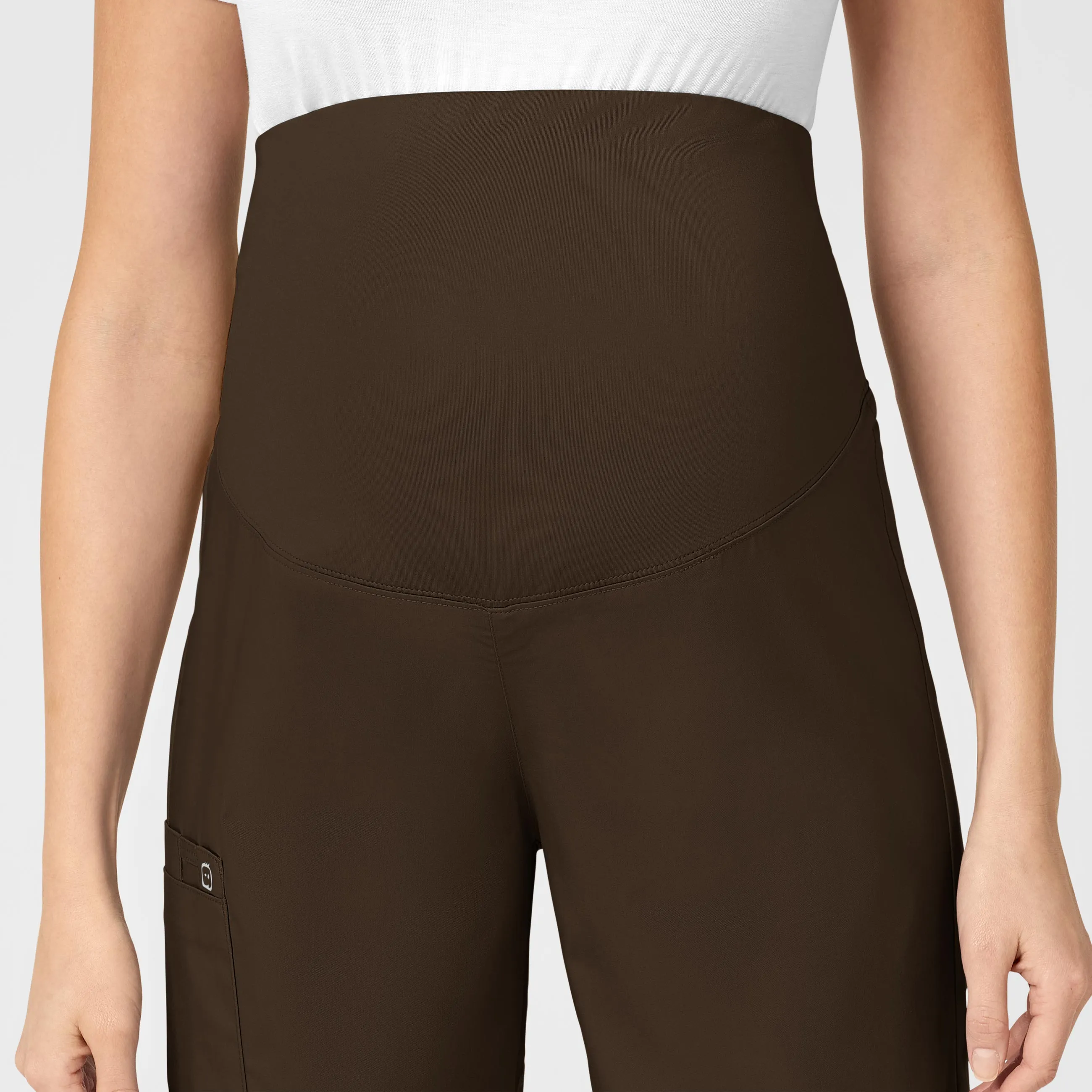 WonderWORK Maternity Cargo Scrub Pant - Chocolate
